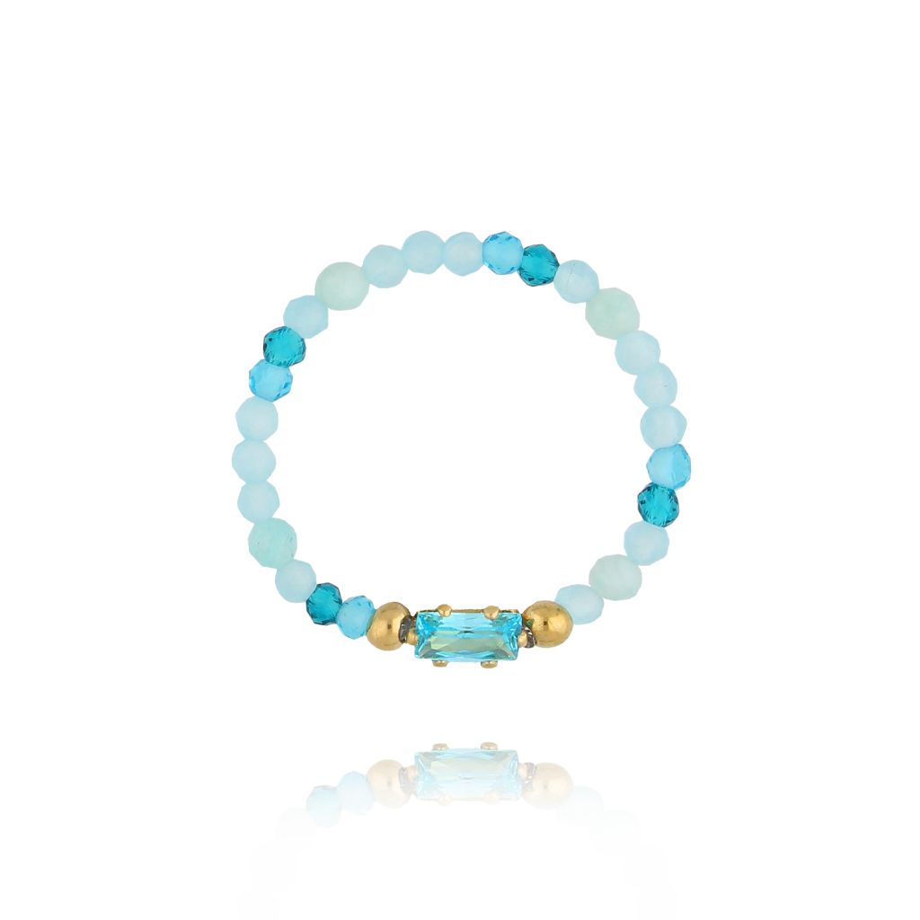 Pierścionek elastyczny turkusowy PSC0643 - By Dziubeka