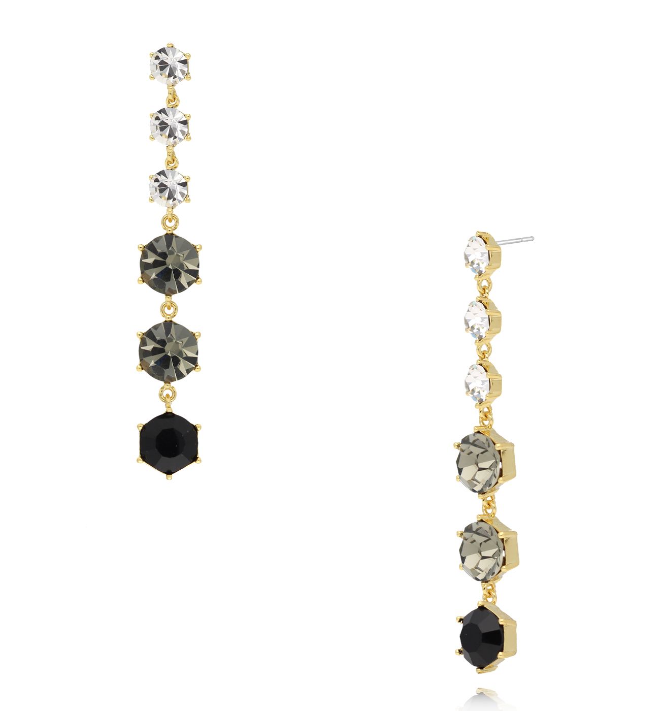 Kolczyki z czarnymi i szarymi cyrkoniami - By Dziubeka