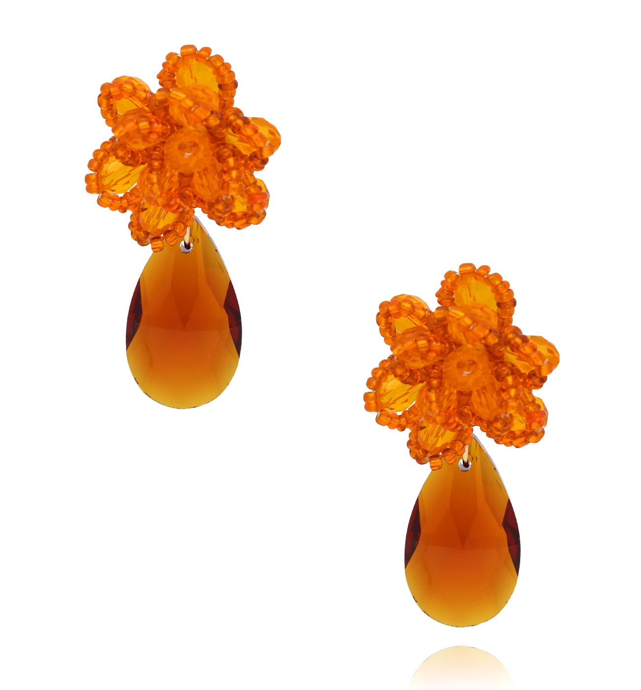 Kolczyki z pomarańczowymi kryształami Crystal Wonders KFF0296 - By Dziubeka