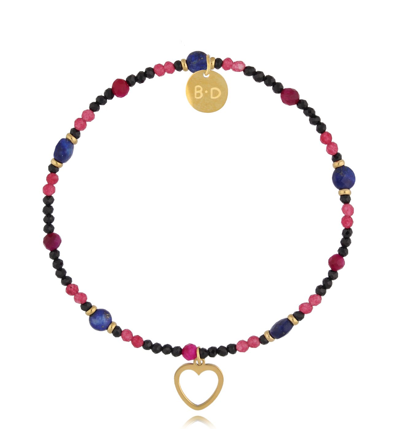 Bransoletka z turmalinami i sercem - By Dziubeka