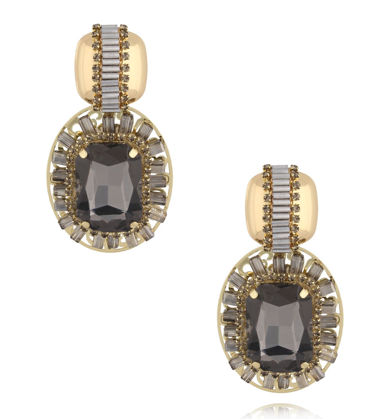 Kolczyki czarna elegancja z nutą złota KGA0041 - By Dziubeka