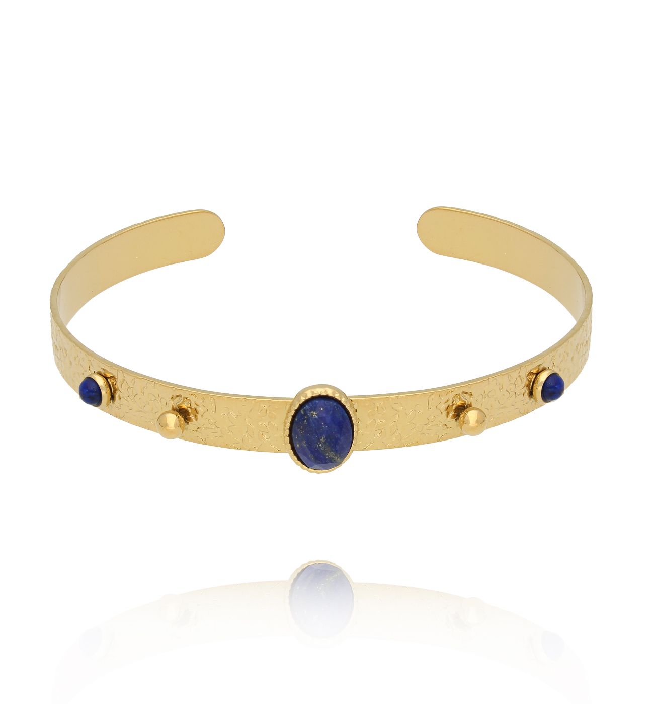 Bransoletka otwarta złocona z lapisami BEA0017 - By Dziubeka