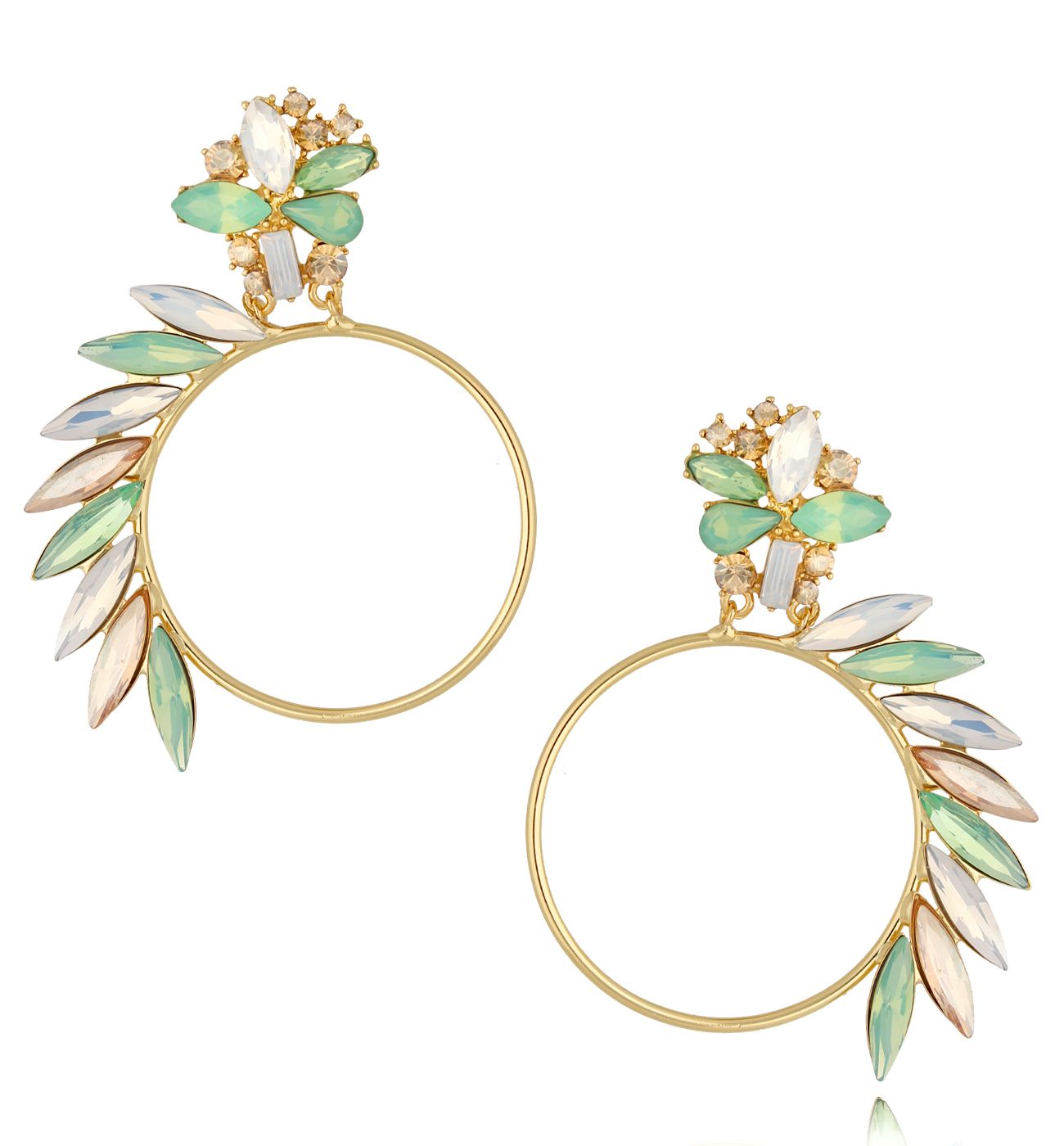 Kolczyki miętowo szampańskie z kryształkami Crazy Girl - By Dziubeka