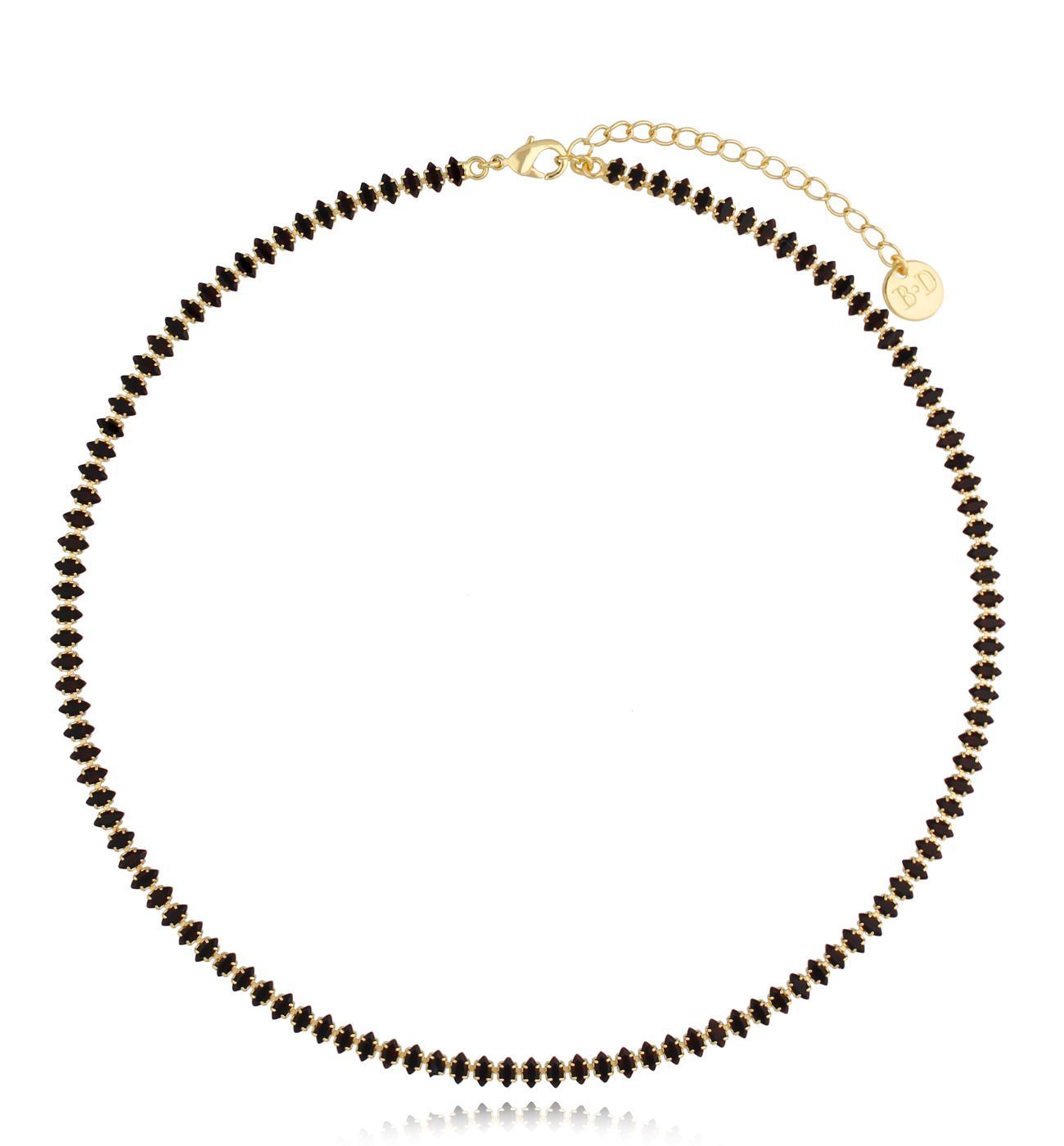 Naszyjnik tenisowy z czarnymi kryształkami Don't Wanna Sleep 38 cm - By Dziubeka