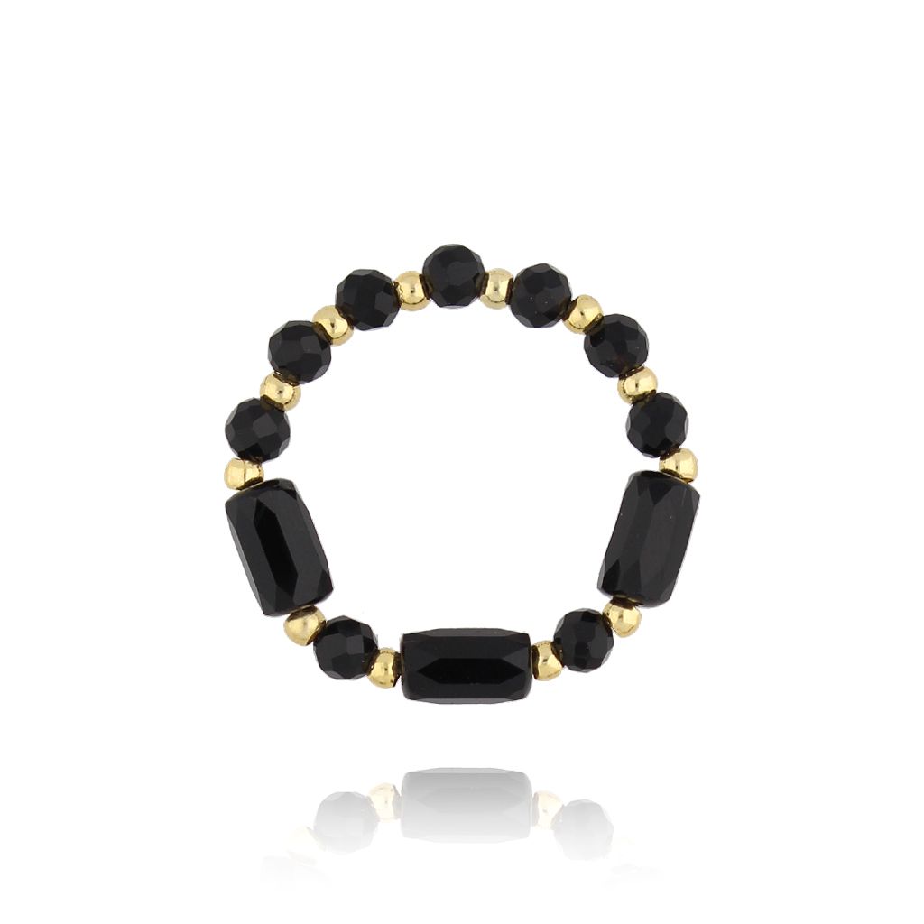 Pierścionek z czarnymi kryształkami PSC0590 - By Dziubeka