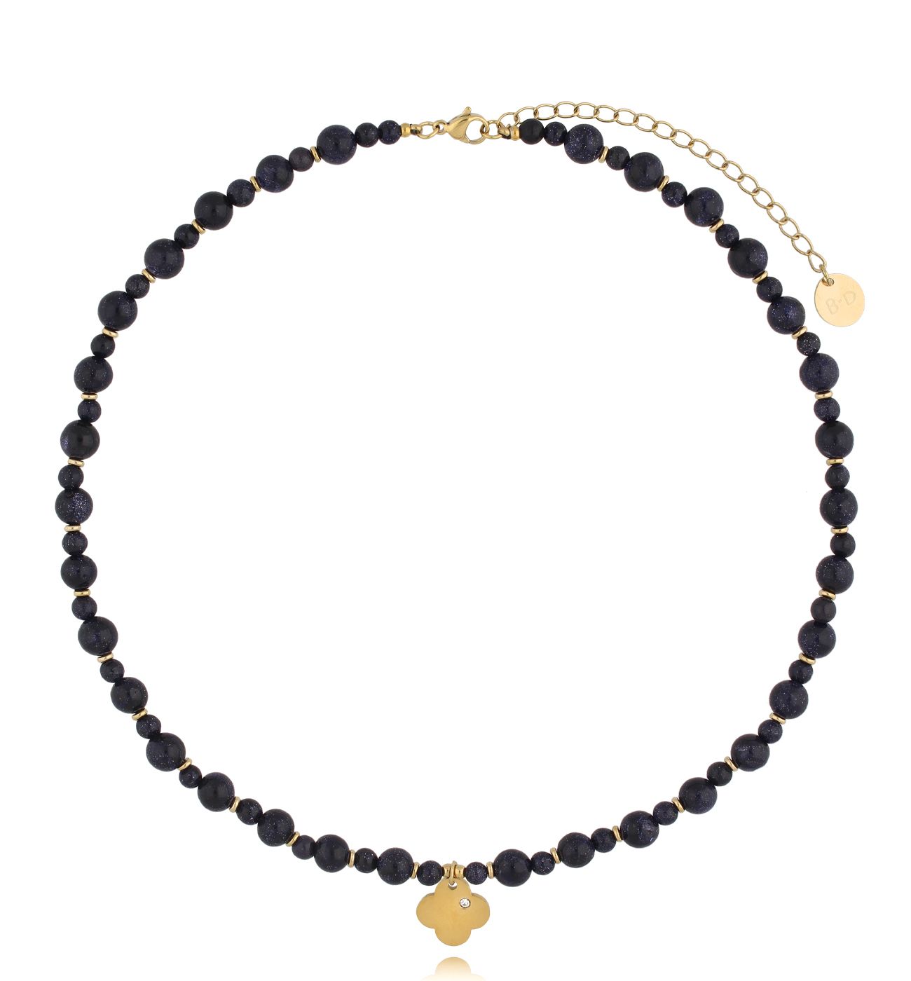 Naszyjnik czarny z koniczynką Sariah - By Dziubeka