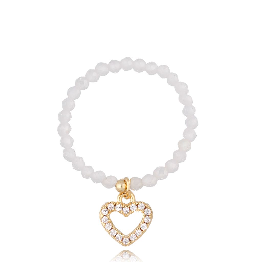 Pierścionek z cyrkoniami i sercem Cuore d'oro - By Dziubeka