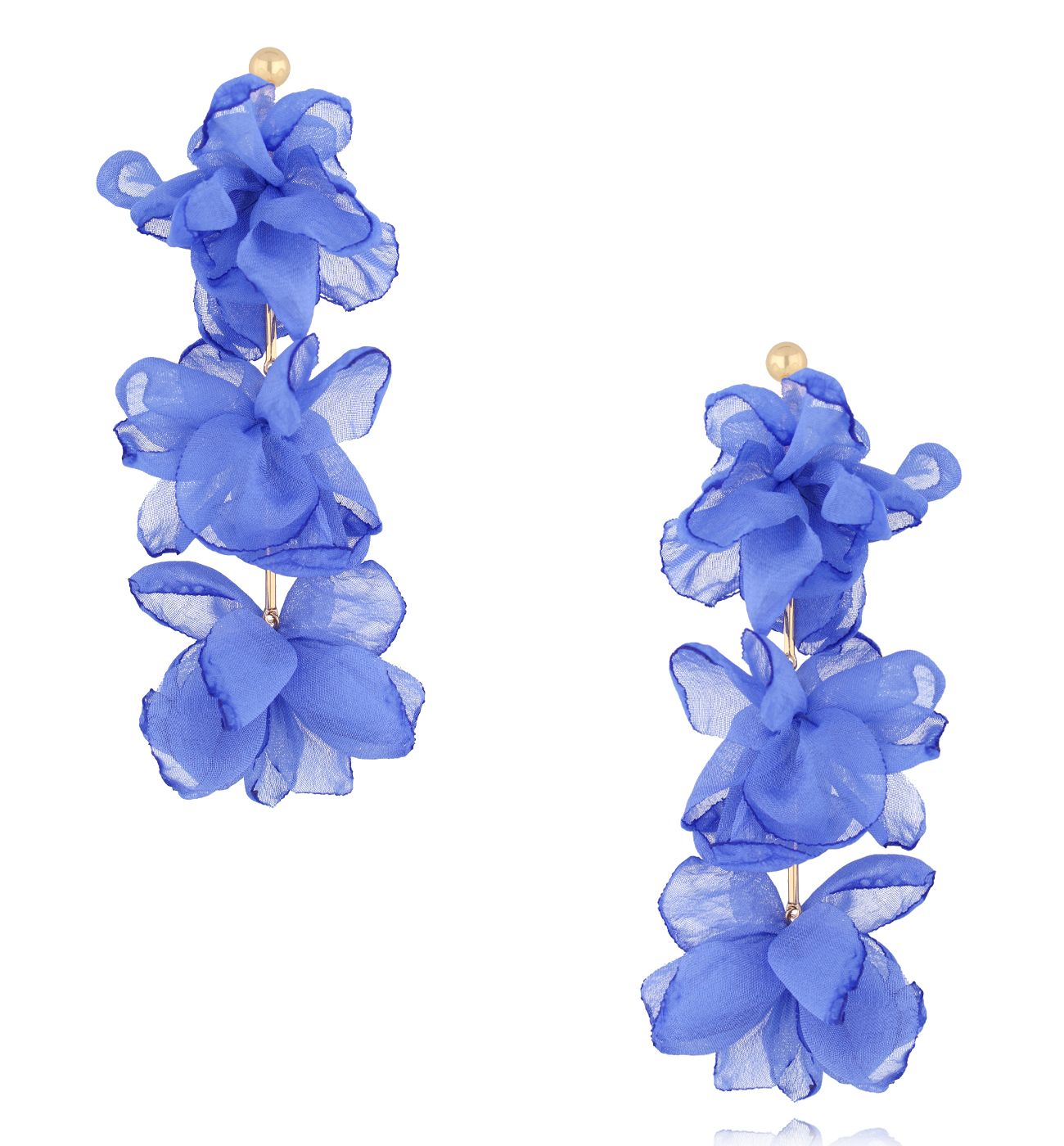 Kolczyki chabrowe długie materiałowe - By Dziubeka