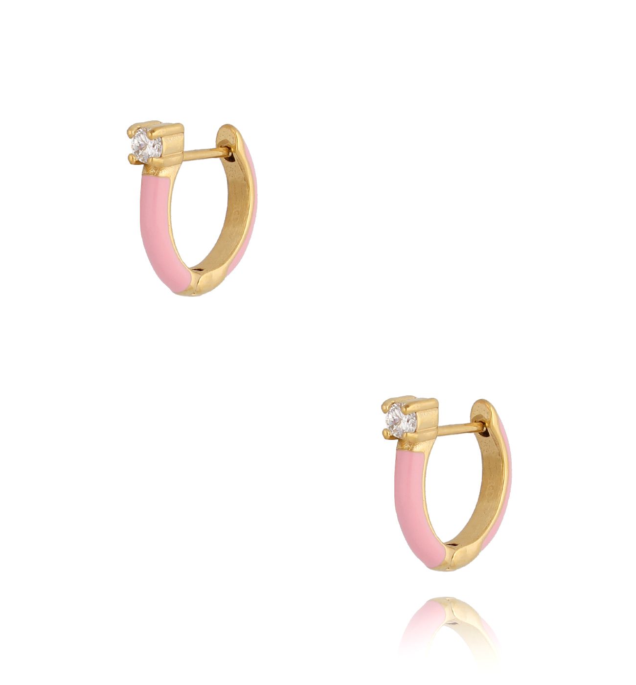 Kolczyki z różową emalią i cyrkonią Oki Enamel - By Dziubeka