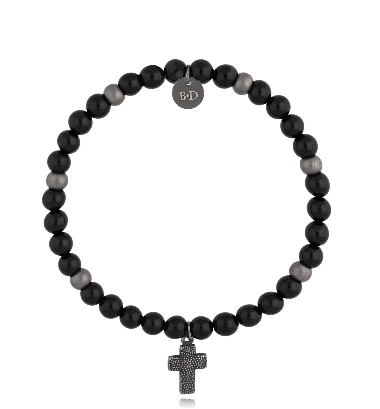 Bransoletka męska czarna z krzyżykiem Aalto 14 - By Dziubeka