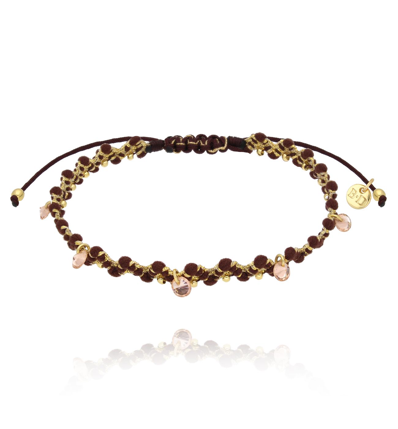 Bransoletka brązowa ze sznurkiem - By Dziubeka