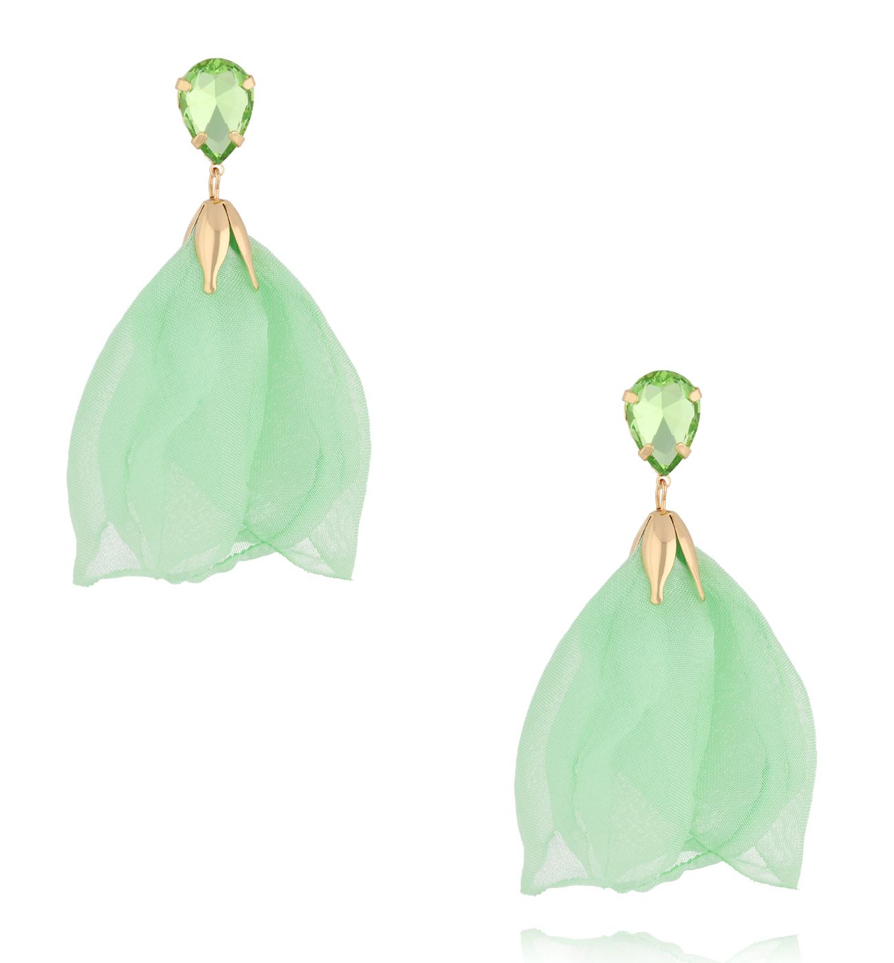 Kolczyki z pistacjową tkaniną - By Dziubeka