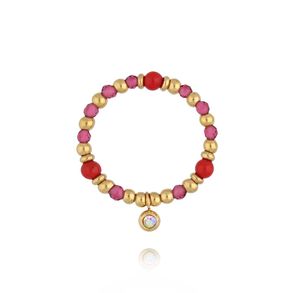 Pierścionek elastyczny czerwony PSC0633 - By Dziubeka