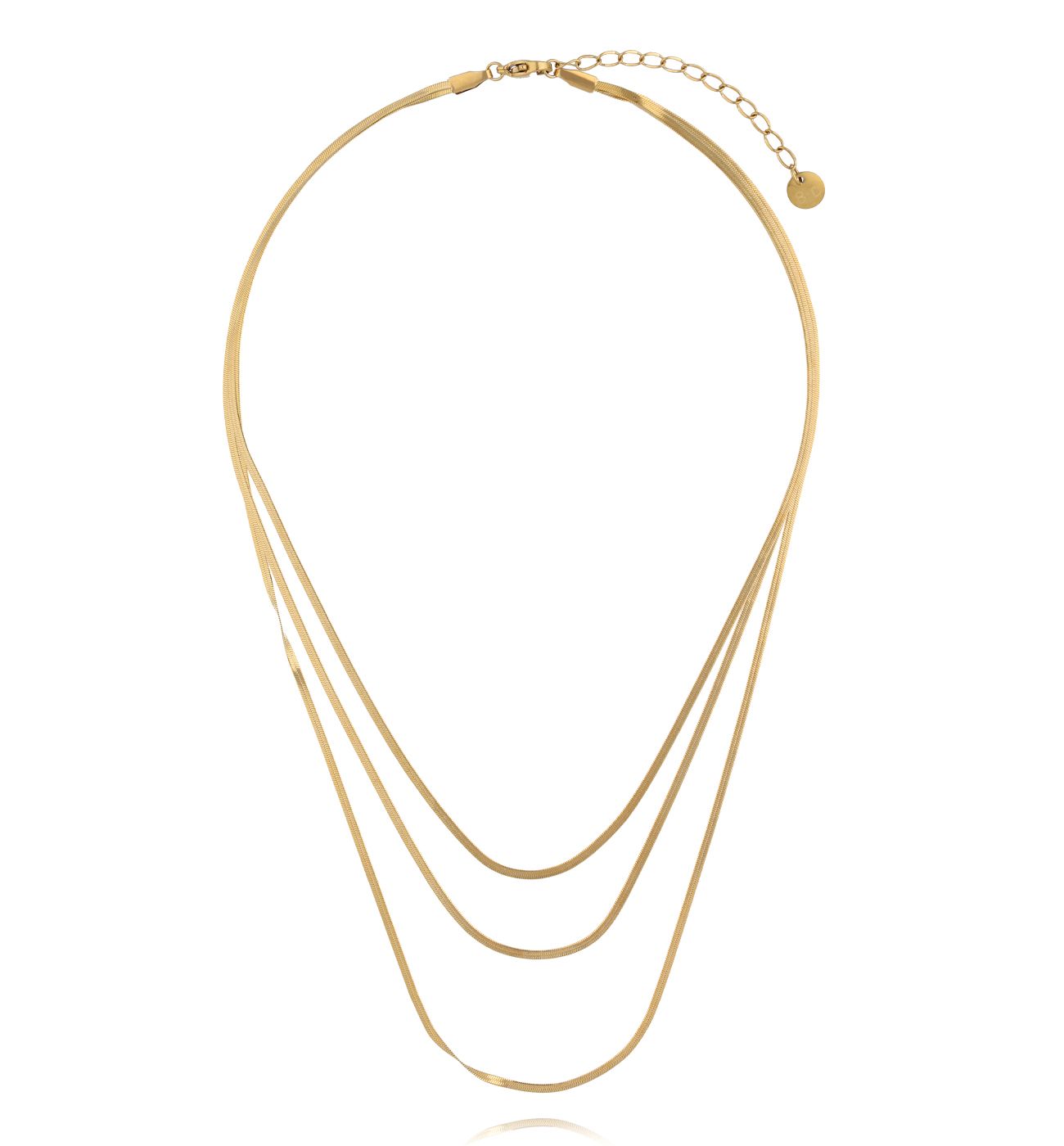 Naszyjnik warstwowy potrójny złoty żmijka NSY0677 - By Dziubeka