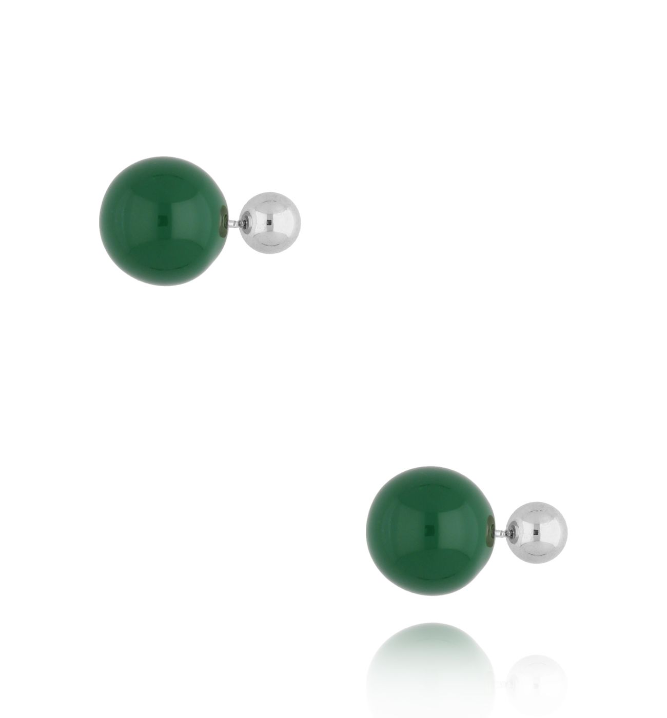 Kolczyki srebrne kulki z zieloną emalią Balls - By Dziubeka