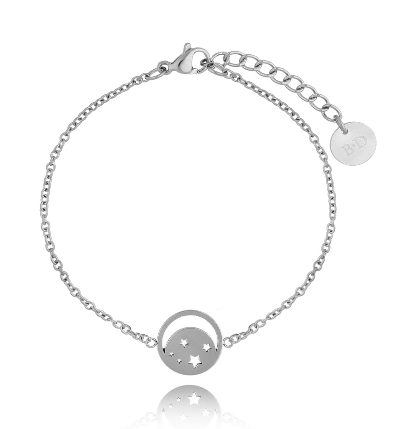 Bransoletka srebrna ze stali szlachetnej z księżycem - By Dziubeka