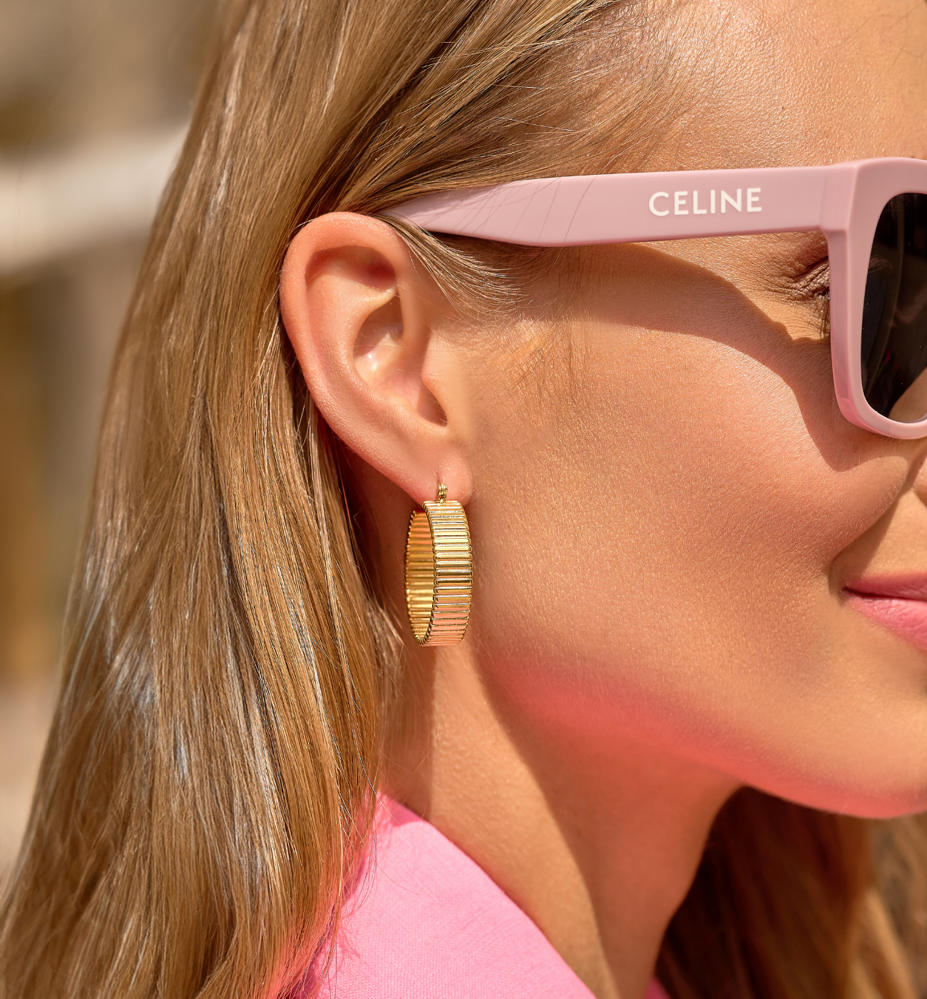 Kolczyki złote koła karbowane Ondulato - By Dziubeka