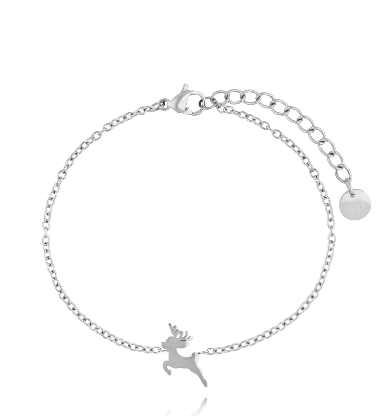Bransoletka z reniferem srebrna - By Dziubeka