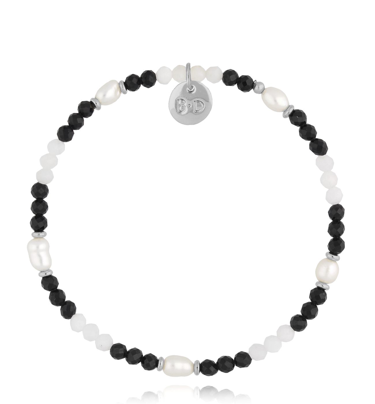 Bransoletka czarno biała z perłami Ragnhild - By Dziubeka