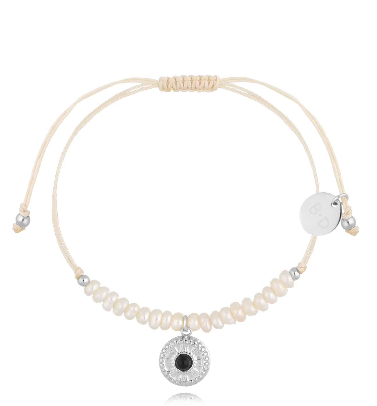 Bransoletka z perełkami i srebrną zawieszką Feliz BMT0050 - By Dziubeka