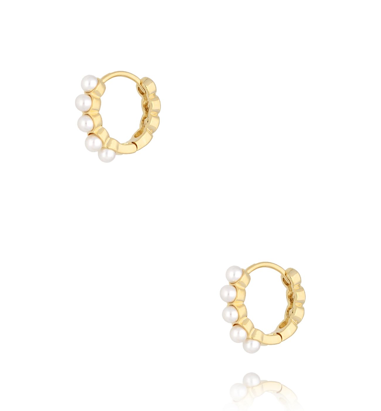 Kolczyki okrągłe złote z perełkami - By Dziubeka