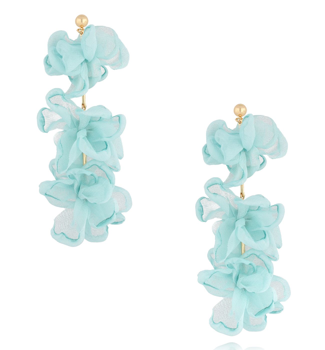 Kolczyki turkusowe długie materiałowe - By Dziubeka