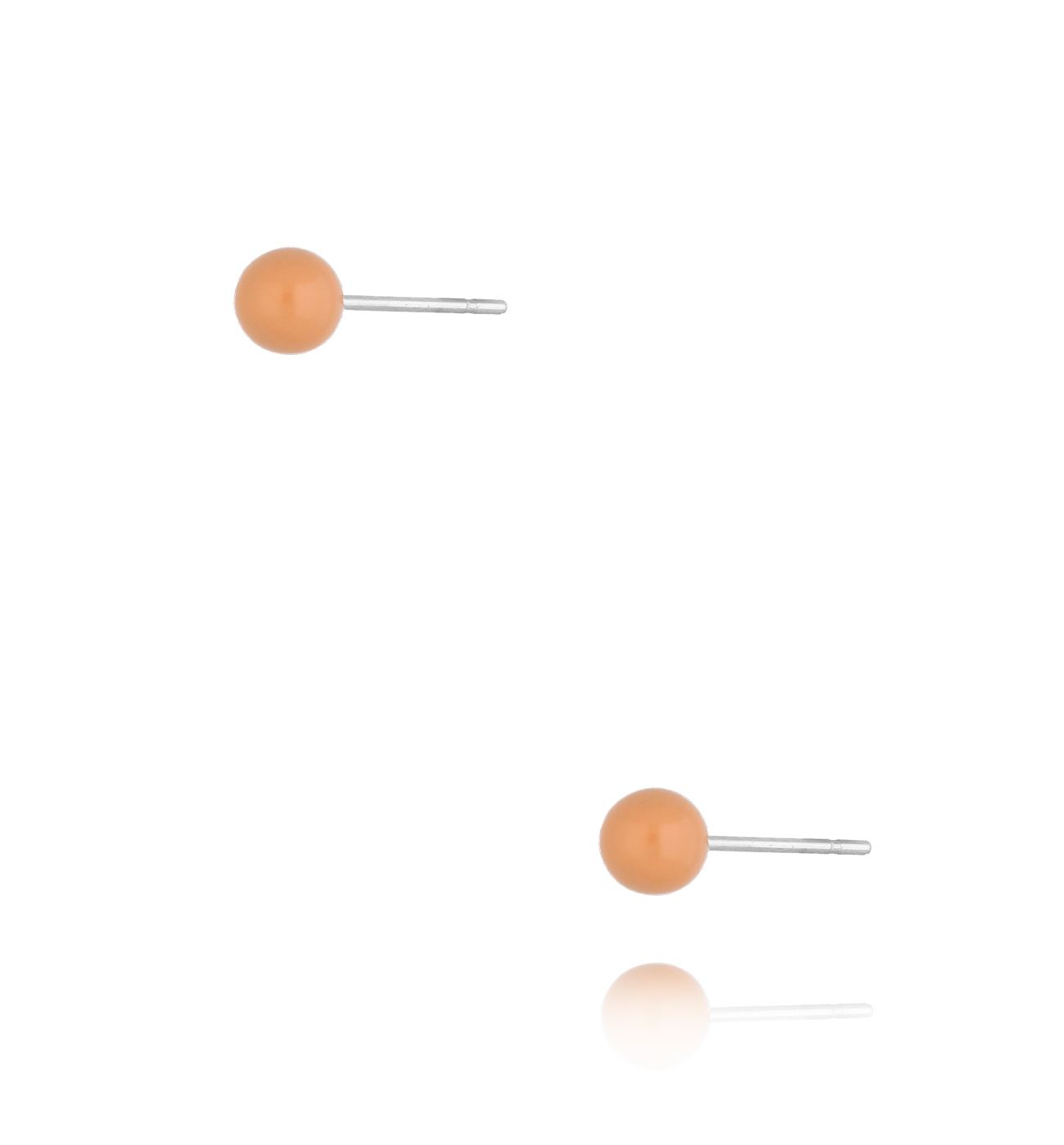 Kolczyki kulki z brzoskwiniową emalią 4 mm Enamel Balls - By Dziubeka