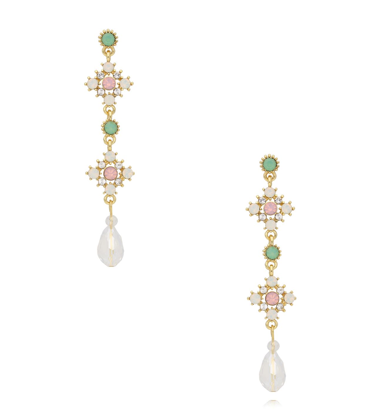 Kolczyki wiszące w stylu boho z kolorowymi kamieniami - By Dziubeka