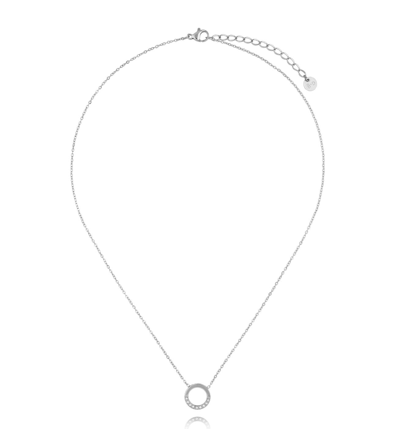 Naszyjnik srebrny z kółkiem wysadzanym cyrkoniami NSY0631 - By Dziubeka