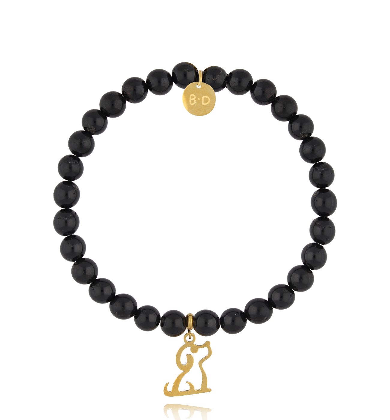 Bransoletka czarna z turmalinami i pieskiem Astrid - By Dziubeka