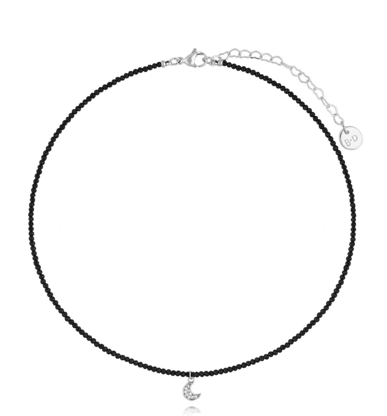 Naszyjnik czarny z turmalinami i księżycem - By Dziubeka