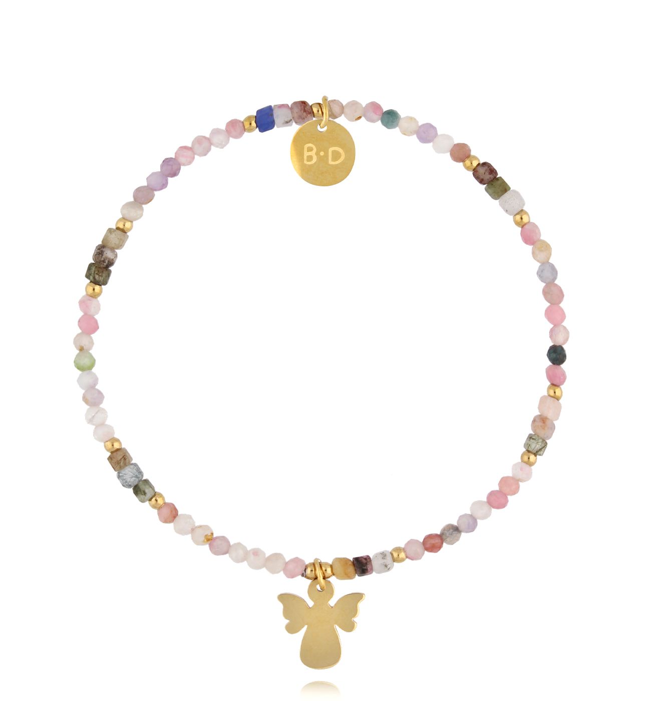 Bransoletka z turmalinami i aniołkiem - By Dziubeka