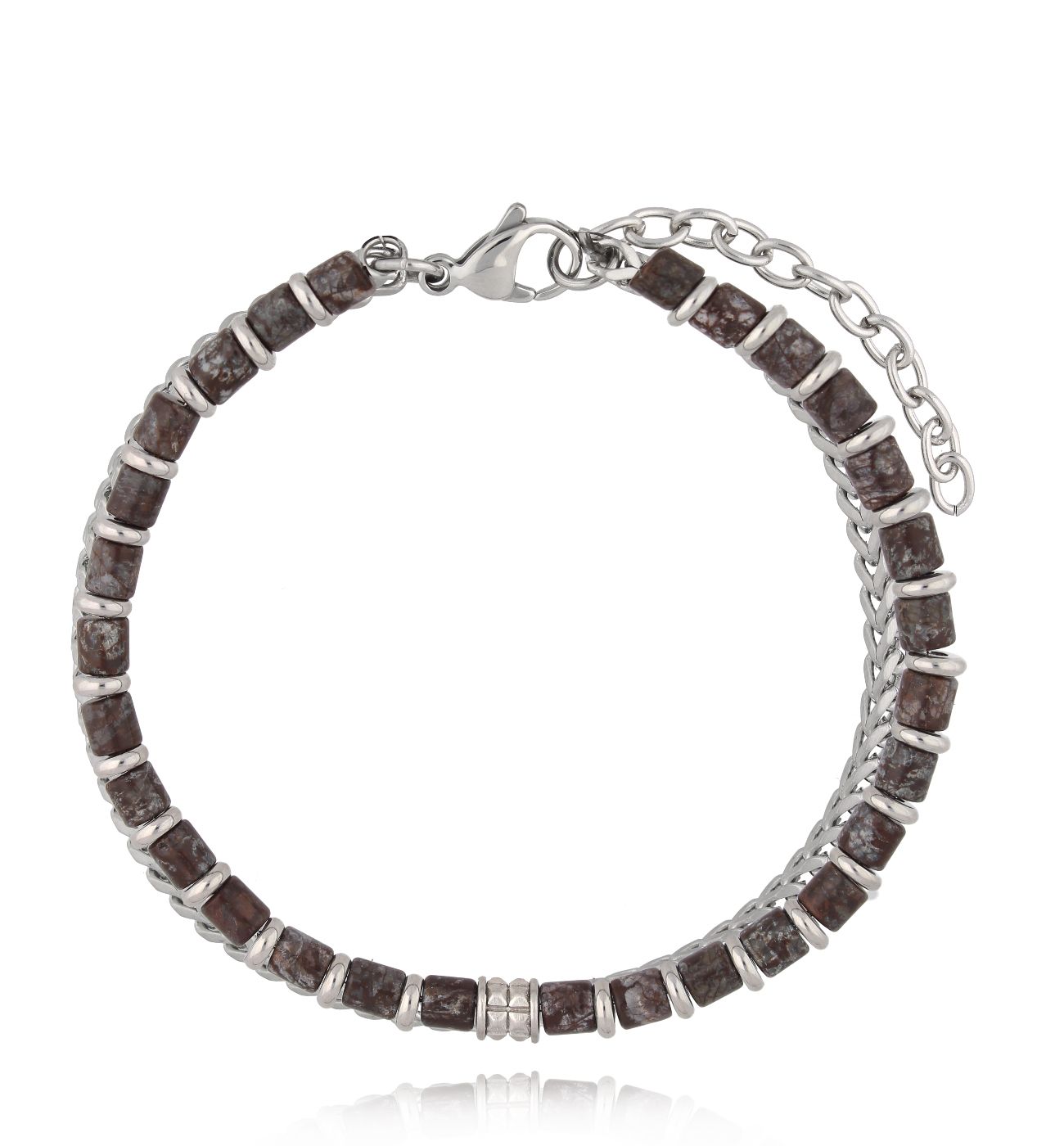 Bransoletka męska z jaspisami i łańcuchem Raudebjorn 21 - By Dziubeka