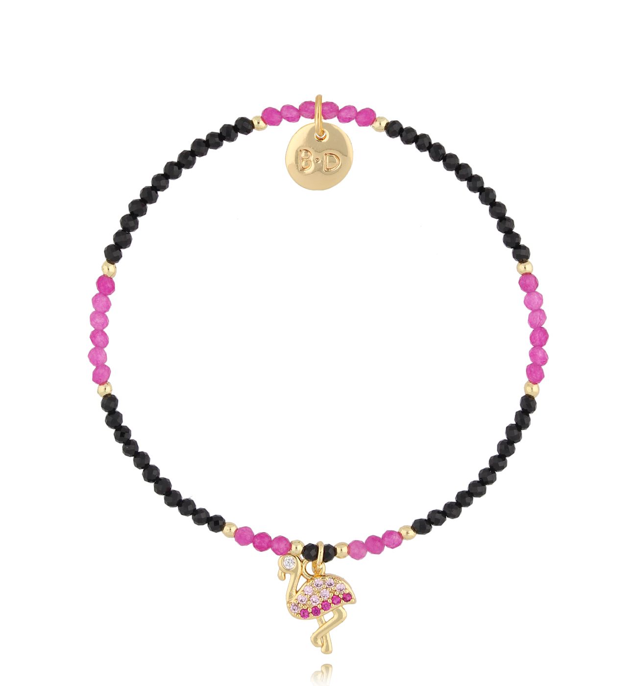 Bransoletka złota z turmalinami i flamingiem Cimarron - By Dziubeka