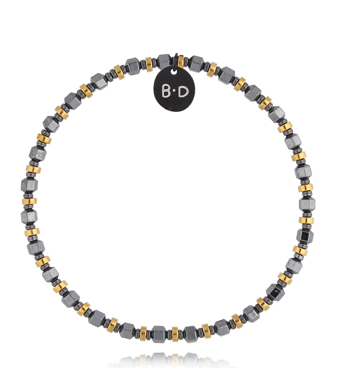 Bransoletka ze stalowymi i złotymi hematytami Eljas - By Dziubeka