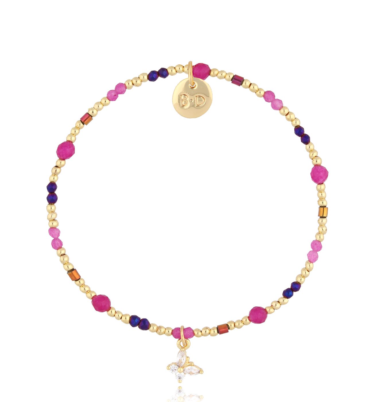 Bransoletka z jadeitami i motylkiem - By Dziubeka