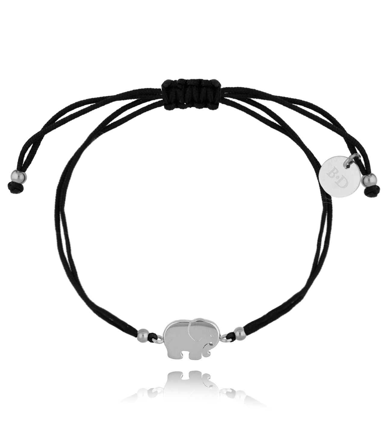 Bransoletka czarno-srebrna ze słonikiem Memory BGL0587 - By Dziubeka