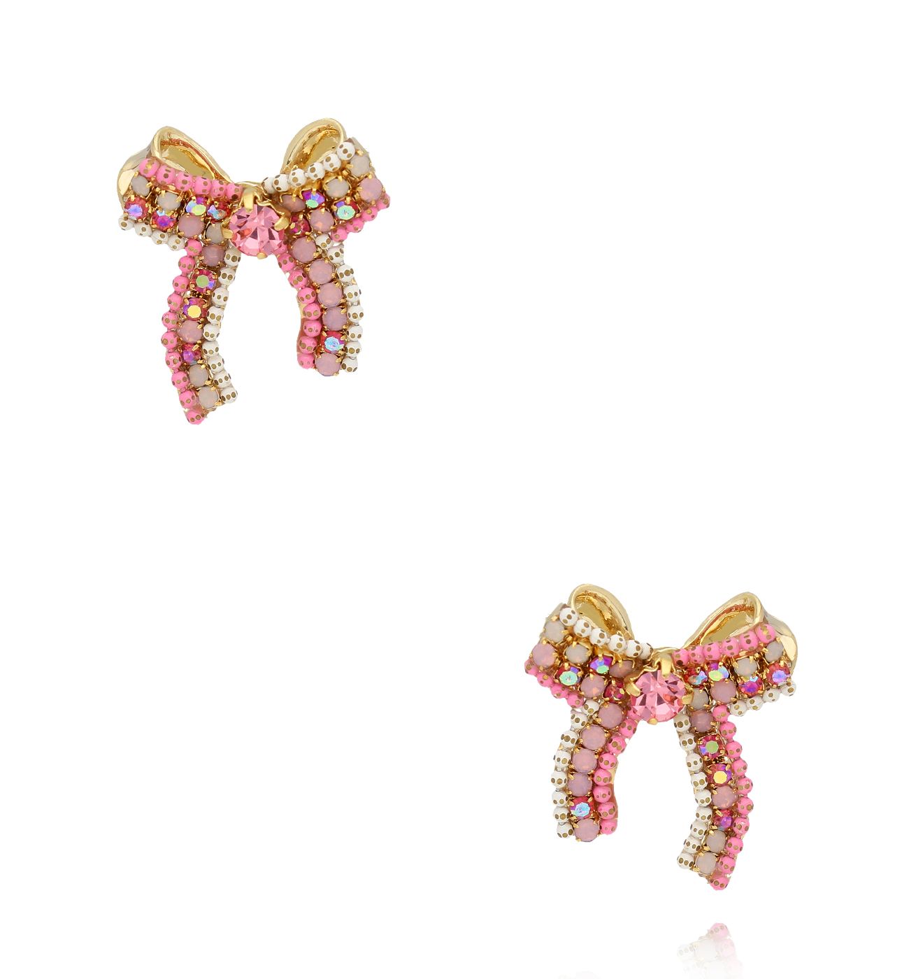 Kolczyki kokardki w różowych odcieniach KLU0128 - By Dziubeka