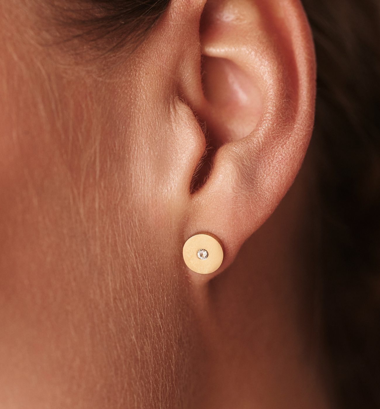 Kolczyki złote kółka z cyrkonią Glowing Disk - By Dziubeka