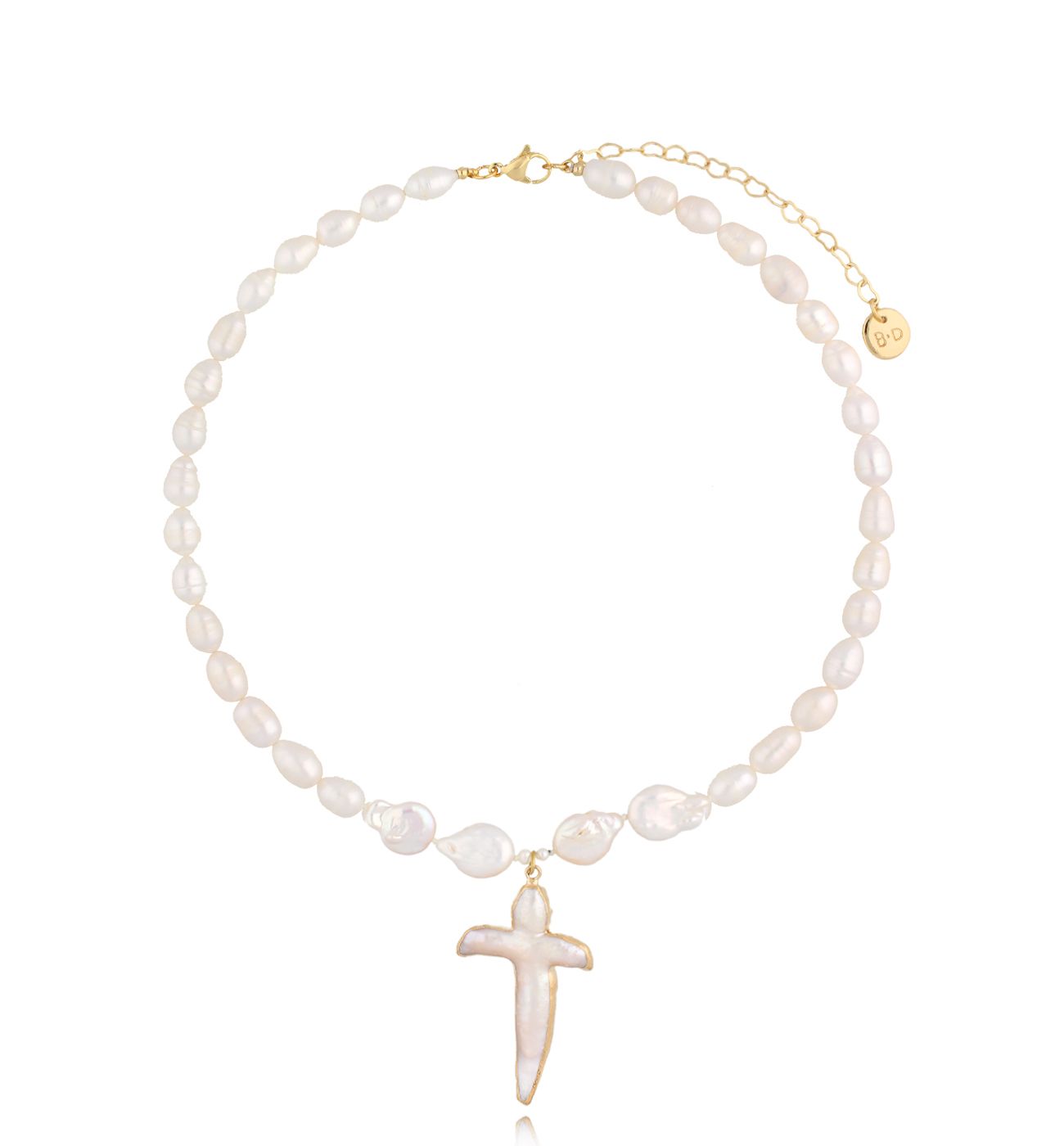 Naszyjnik z perłami i krzyżykiem Roma NPE0175