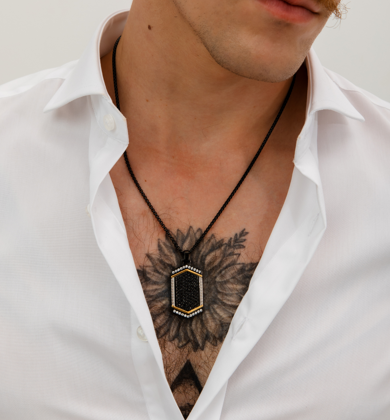 Naszyjnik męski z czarną zawieszką - By Dziubeka