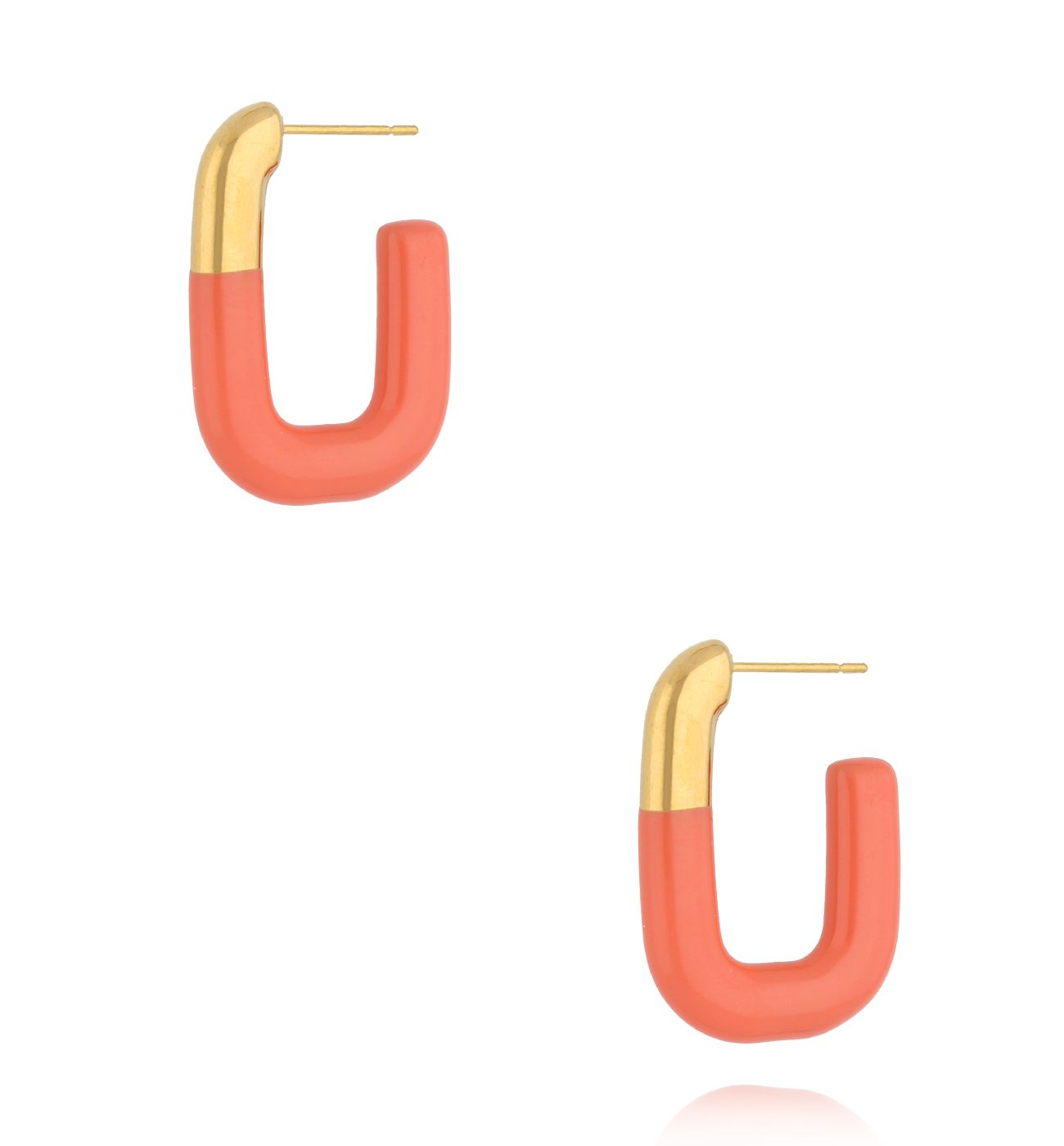 Kolczyki emaliowane koralowe owalne KSY0504