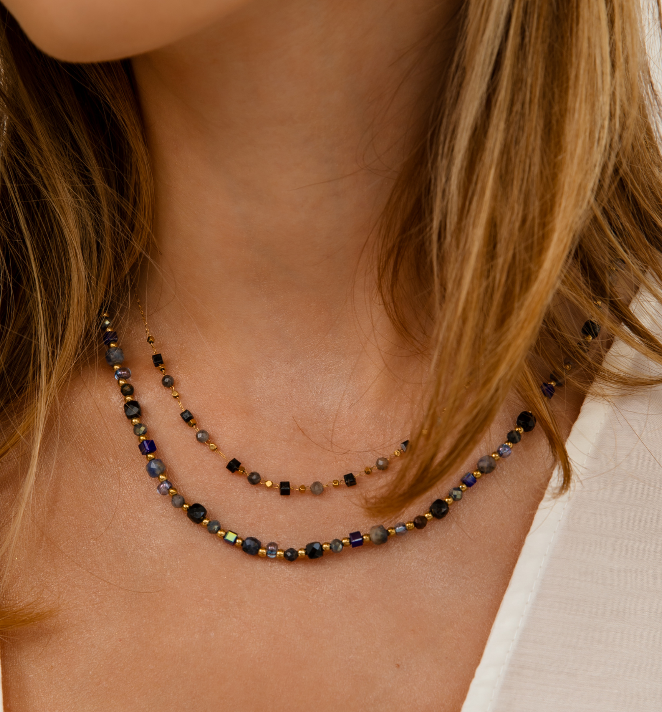 Zestaw czarnych naszyjników Z0513 - By Dziubeka