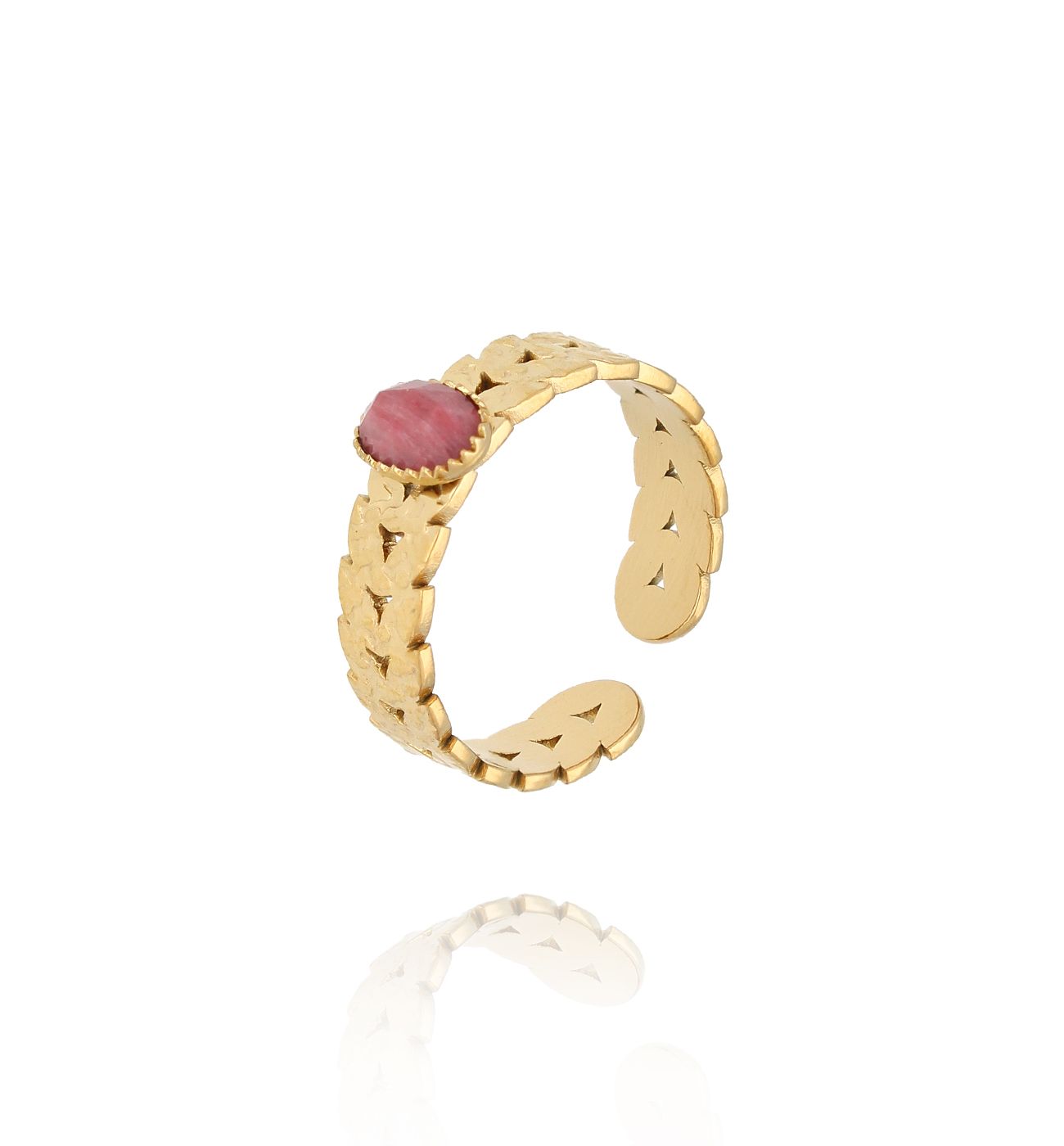 Pierścionek złoty z rodonitem Bali Breeze PPA0052 - By Dziubeka