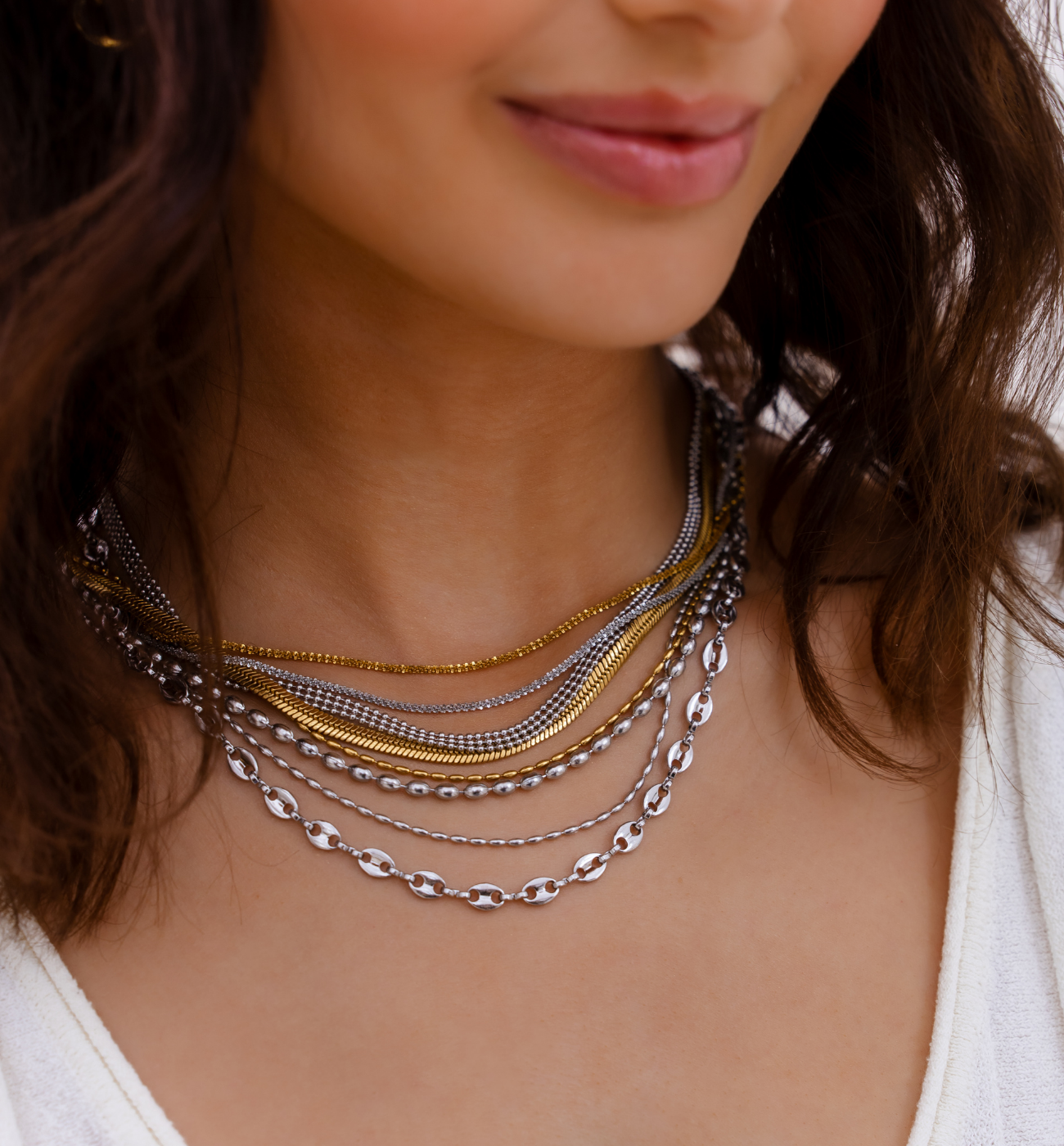 Zestaw złotych i srebrnych naszyjników Z0459 - By Dziubeka