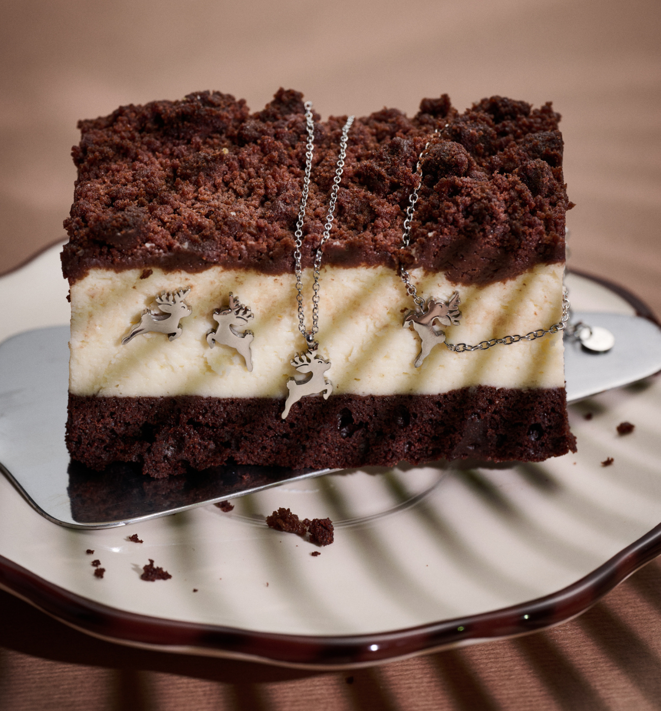 Zestaw świątecznej biżuterii ze srebrnymi reniferami ZN0060 - By Dziubeka