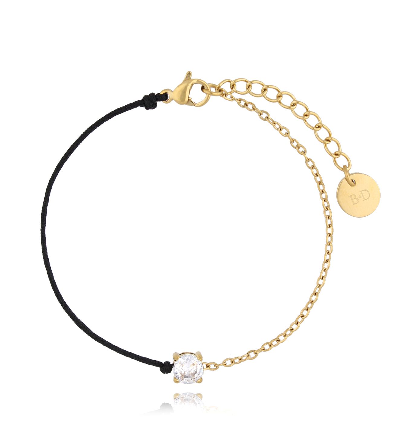 Bransoletka złota z czarnym sznurkiem Abella - By Dziubeka