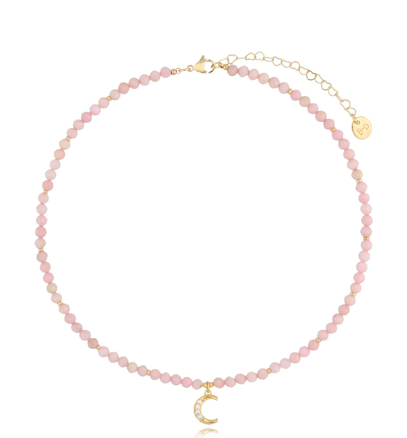 Naszyjnik z różowymi opalami i księżycem Jamila - By Dziubeka
