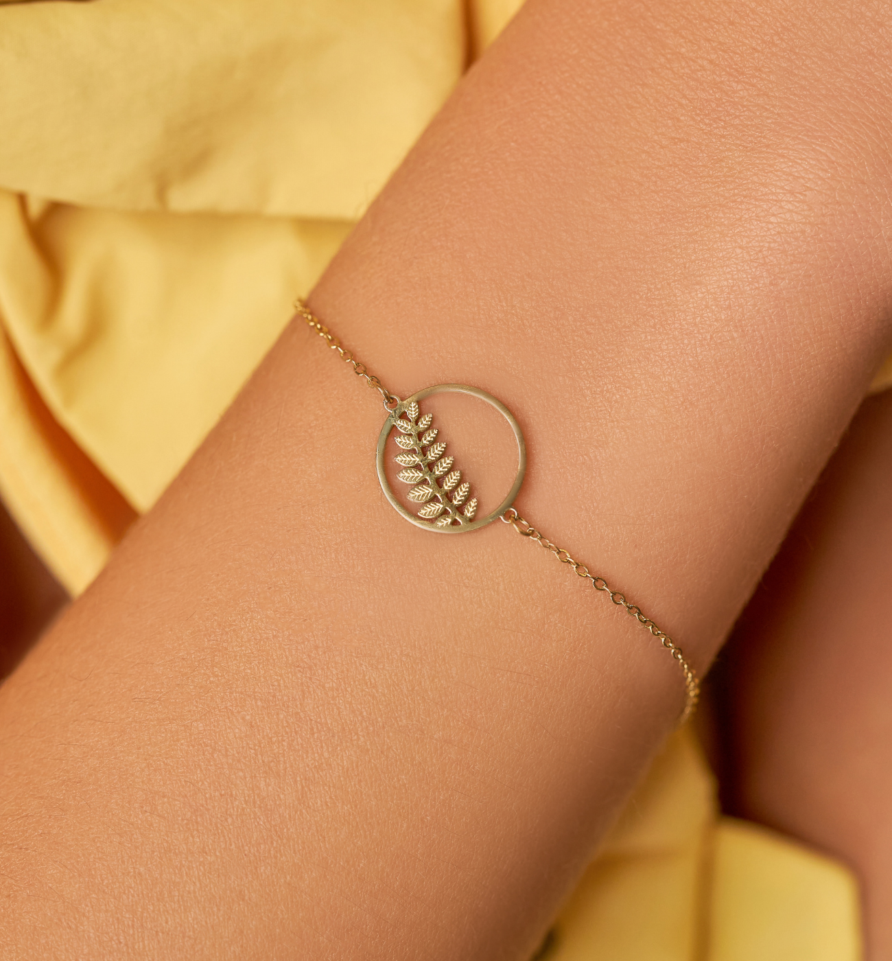 Bransoletka złota z paprocią Fougère - By Dziubeka