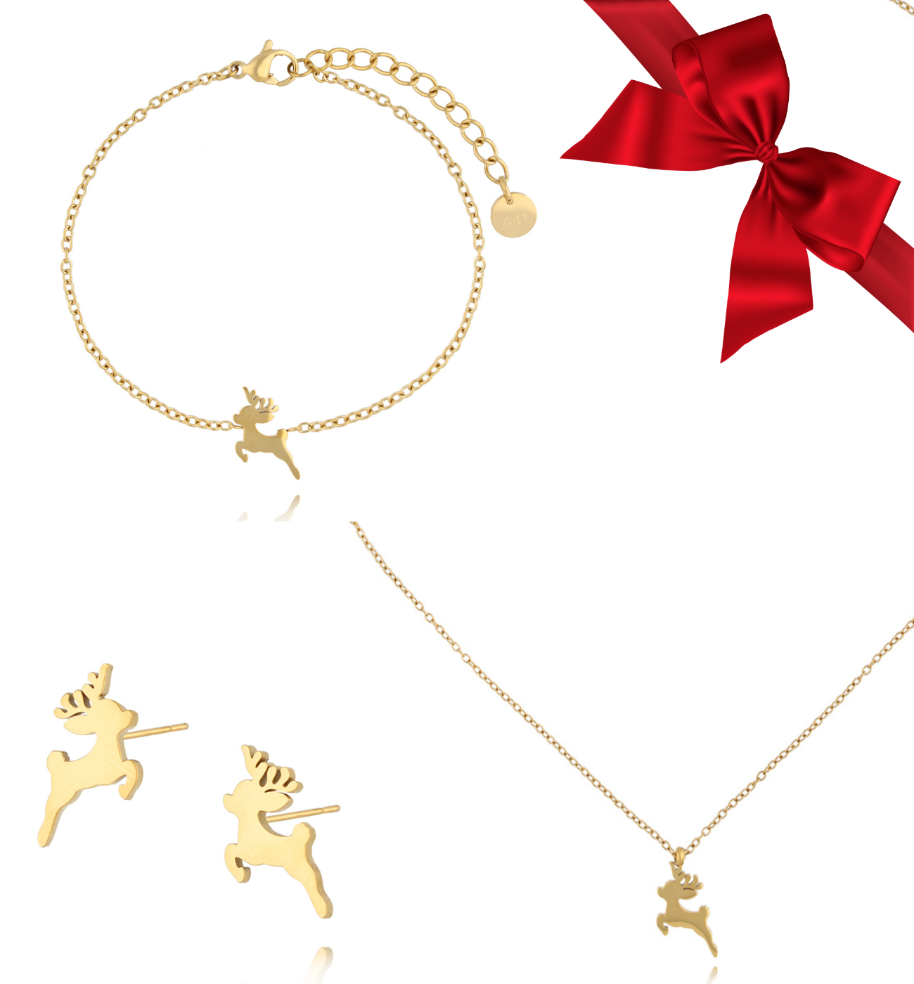 Zestaw Świąteczny z reniferami złoty ZS0020 - By Dziubeka